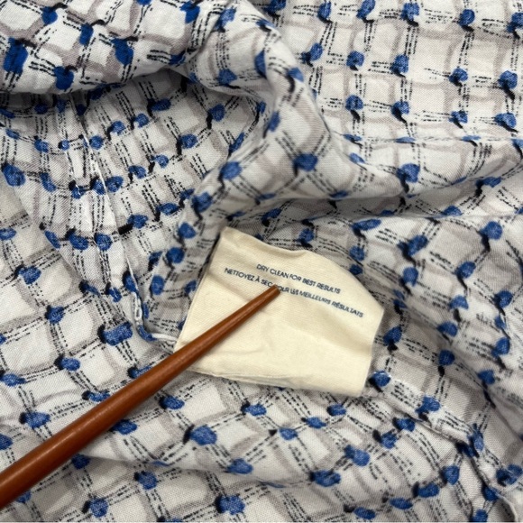 Edme & Esyllte for Anthropologie Navy Gingham Pintucked Blouse – Size 6 - Picture 9 of 10